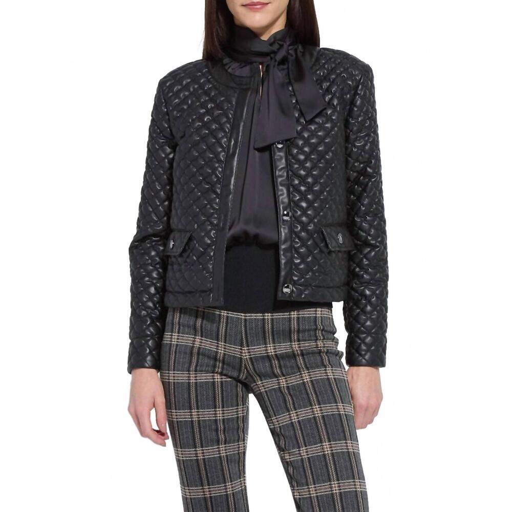 NEW LYSSE aurelle quilted vegan leather jacket in black
